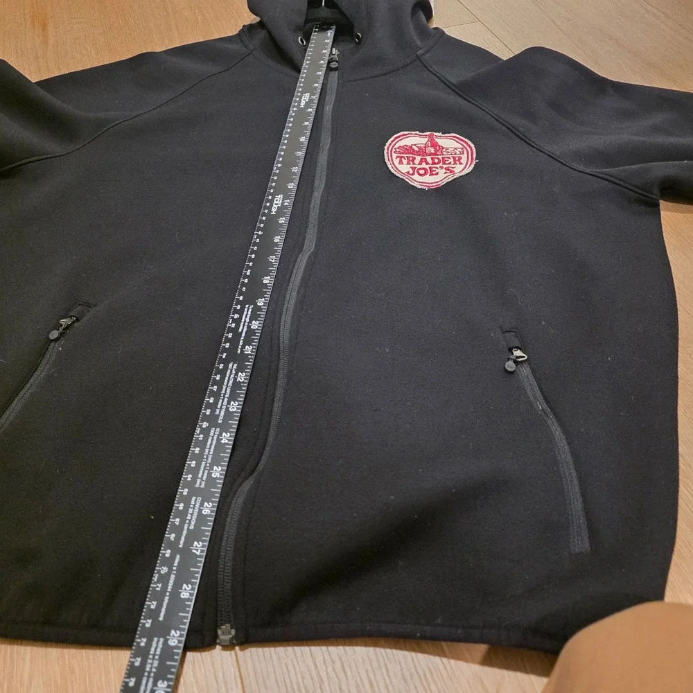Trader Joes Patch Full Zip Hoodie Jacket Mens XL Black Raglan 32 Degrees Heat - Picture 9 of 9